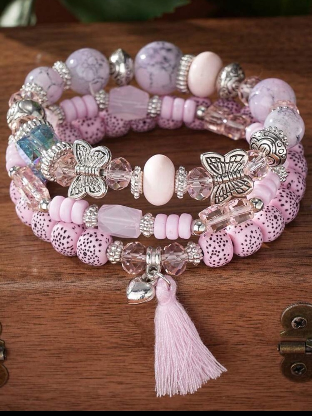Beaded Bracelet Set with Tassel